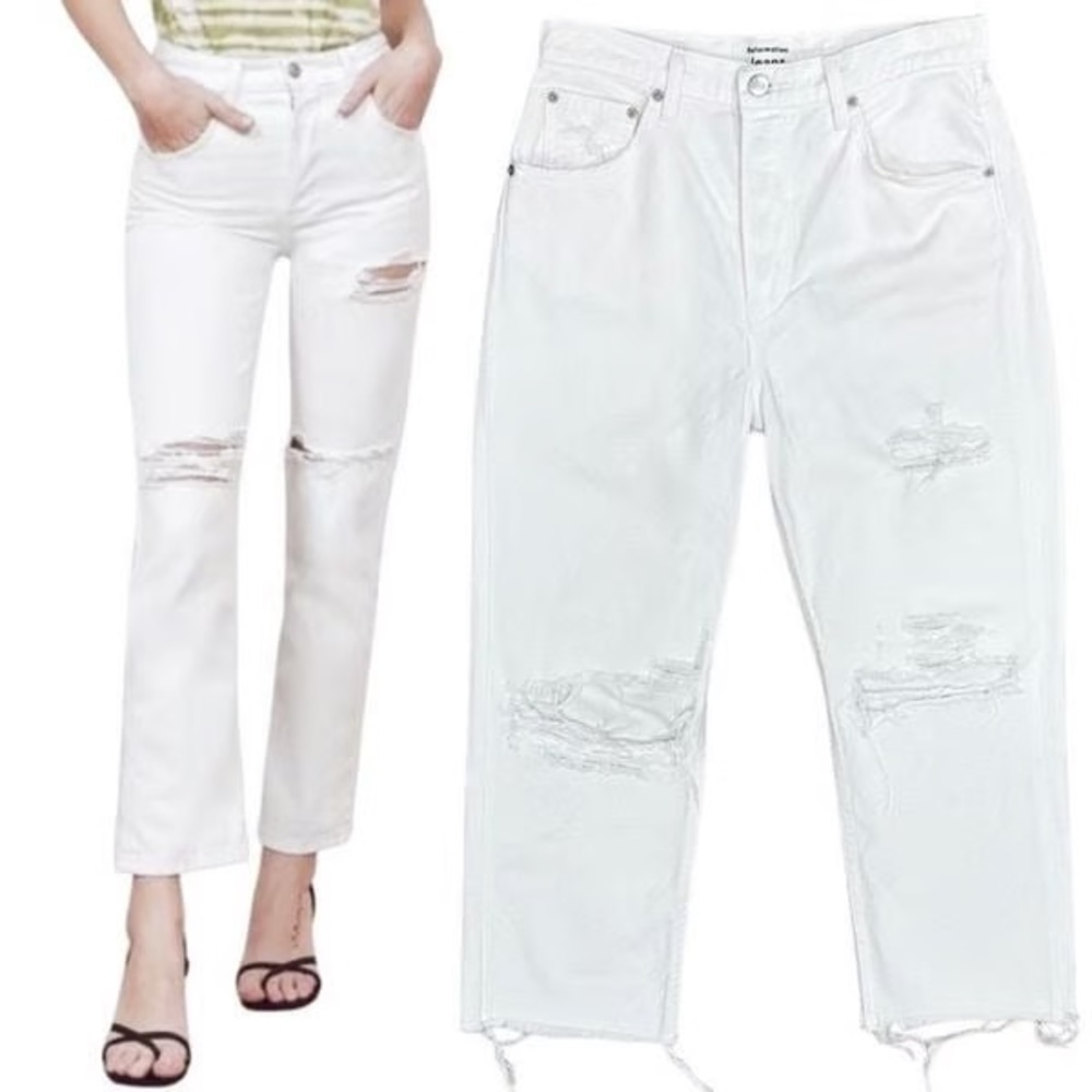 Reformation Jeans Cynthia High Relaxed Jean Women’s Size 23 White Distressed